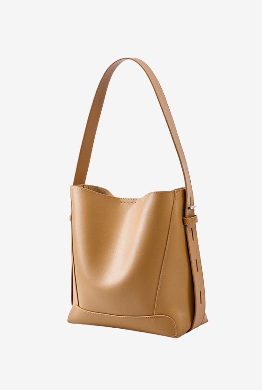 Leather Bucket Bag with Adjustable Strap