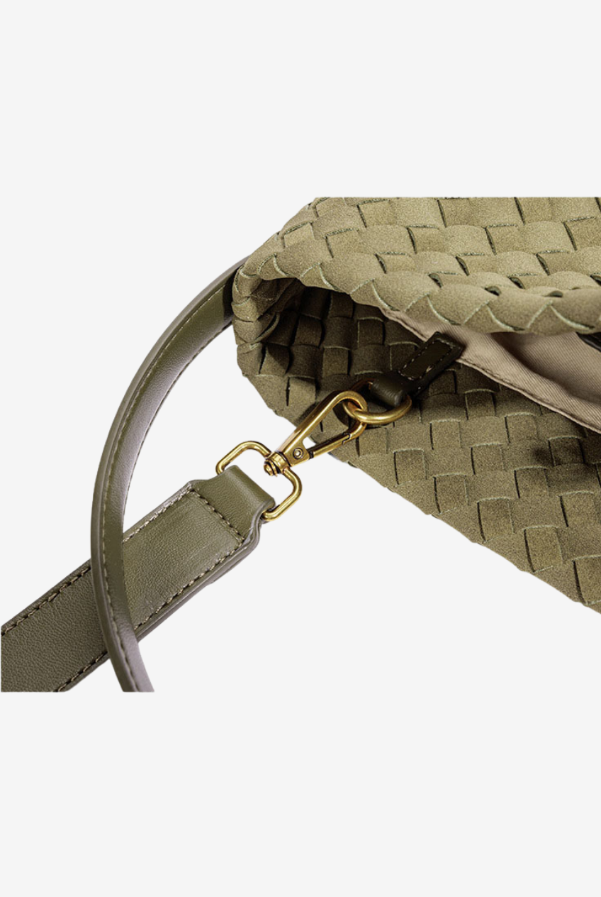 Woven Suede Hobo Crossbody Bag