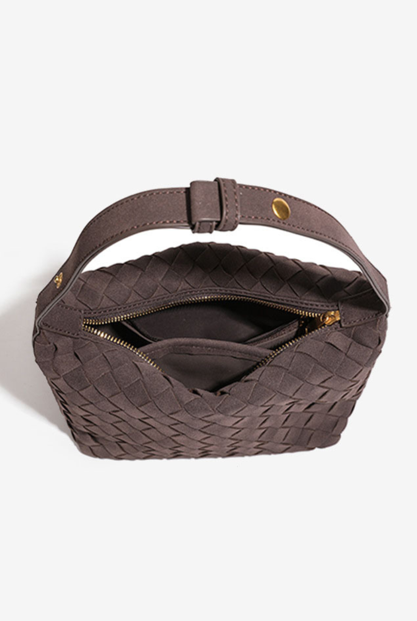 Woven Suede Hobo Bag