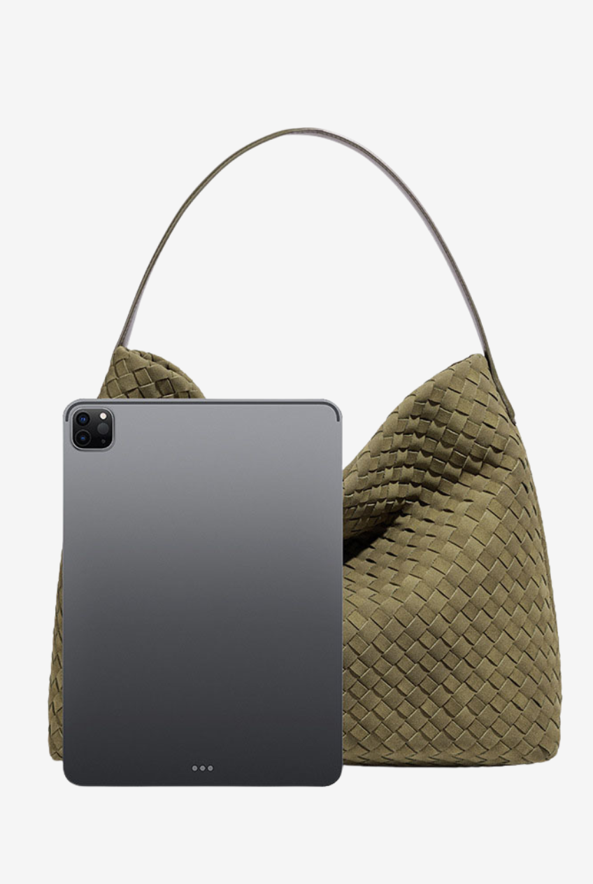 Woven Suede Hobo Crossbody Bag