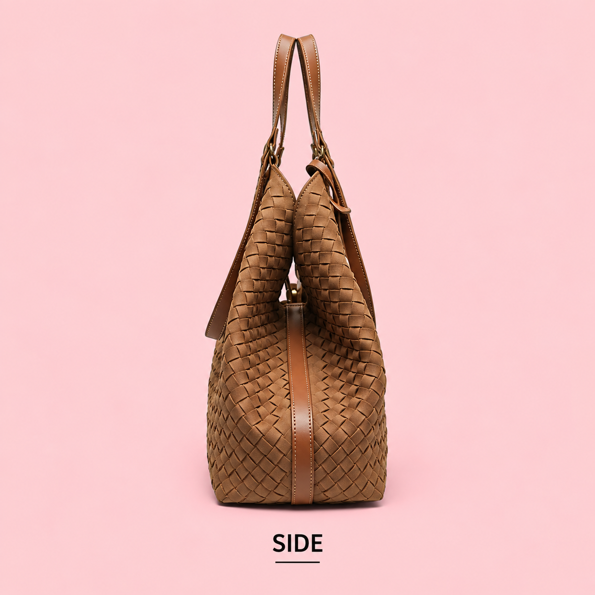 Woven Suede Tote Bag with Pouch