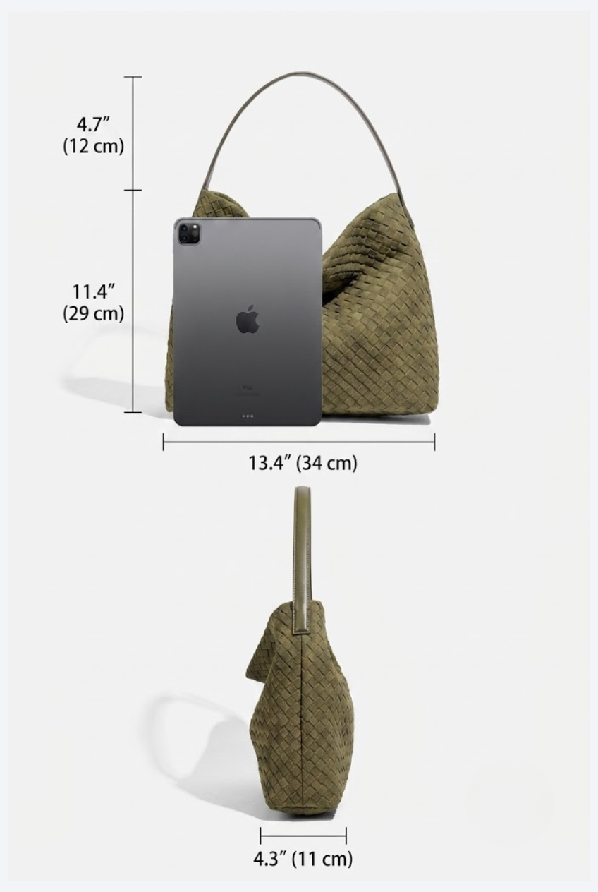 Woven Suede Hobo Crossbody Bag