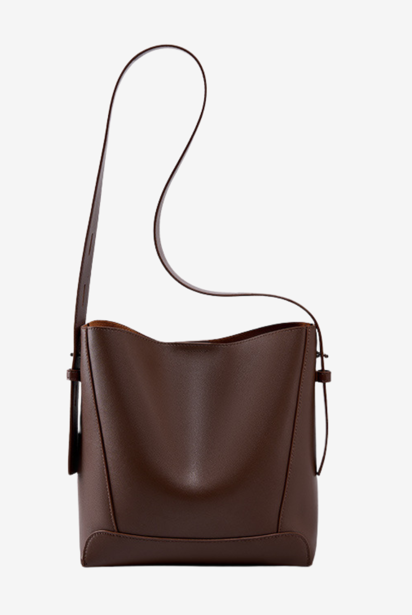 Leather Bucket Bag with Adjustable Strap