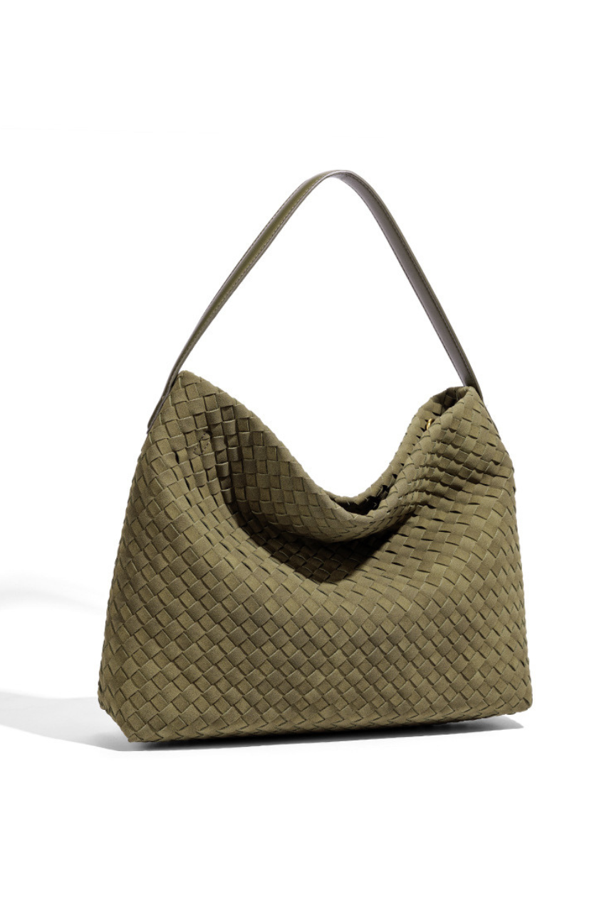 Woven Suede Hobo Crossbody Bag