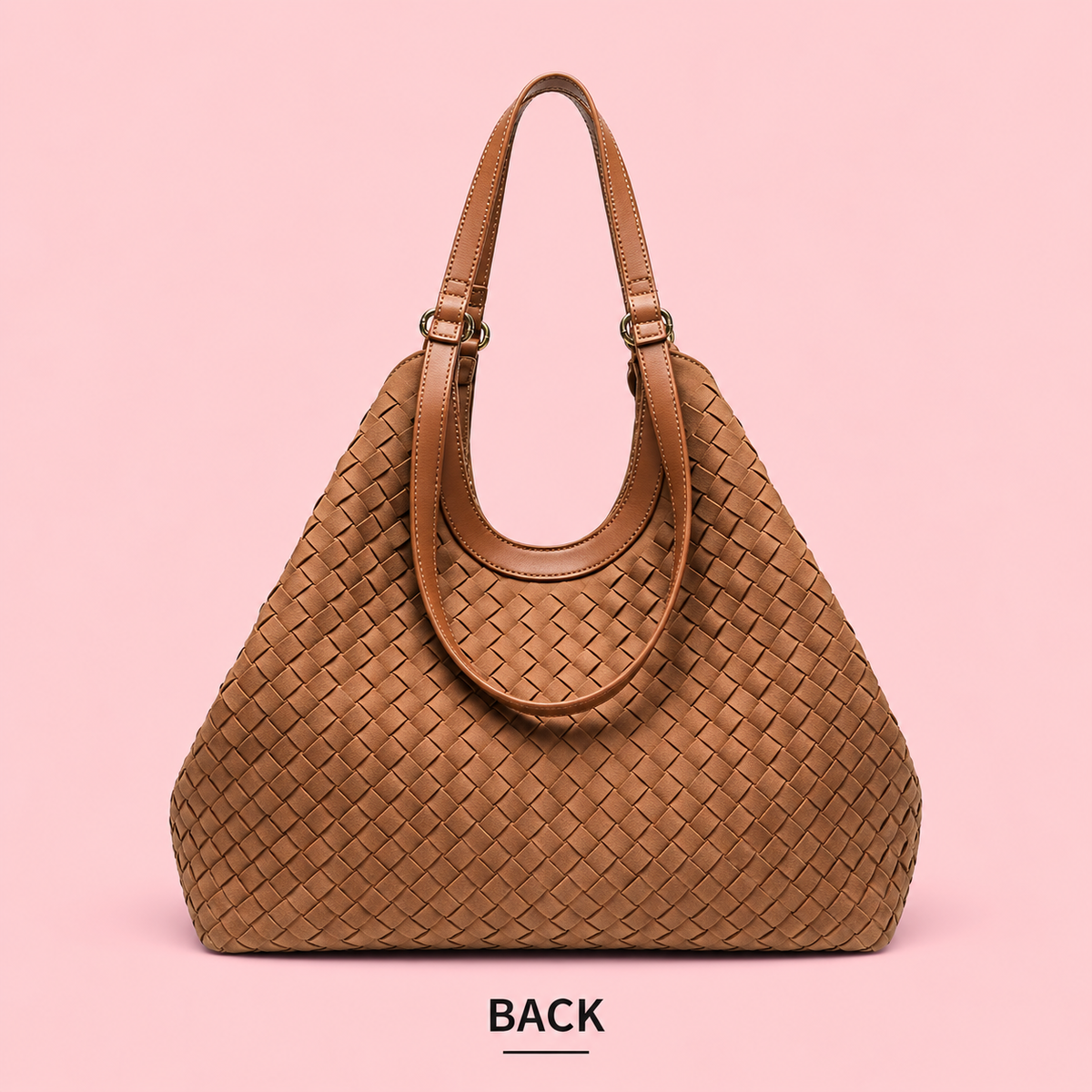 Woven Suede Tote Bag with Pouch