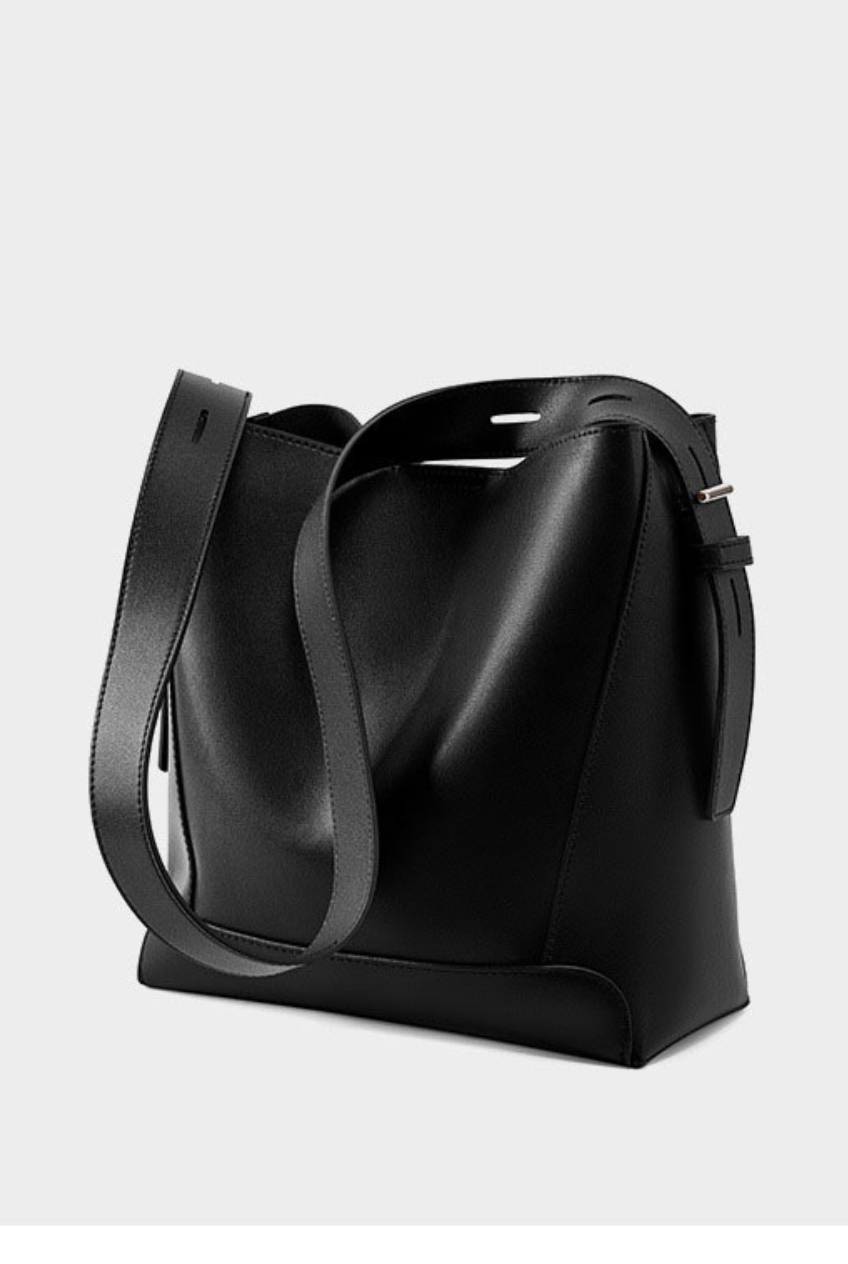 Leather Bucket Bag with Adjustable Strap