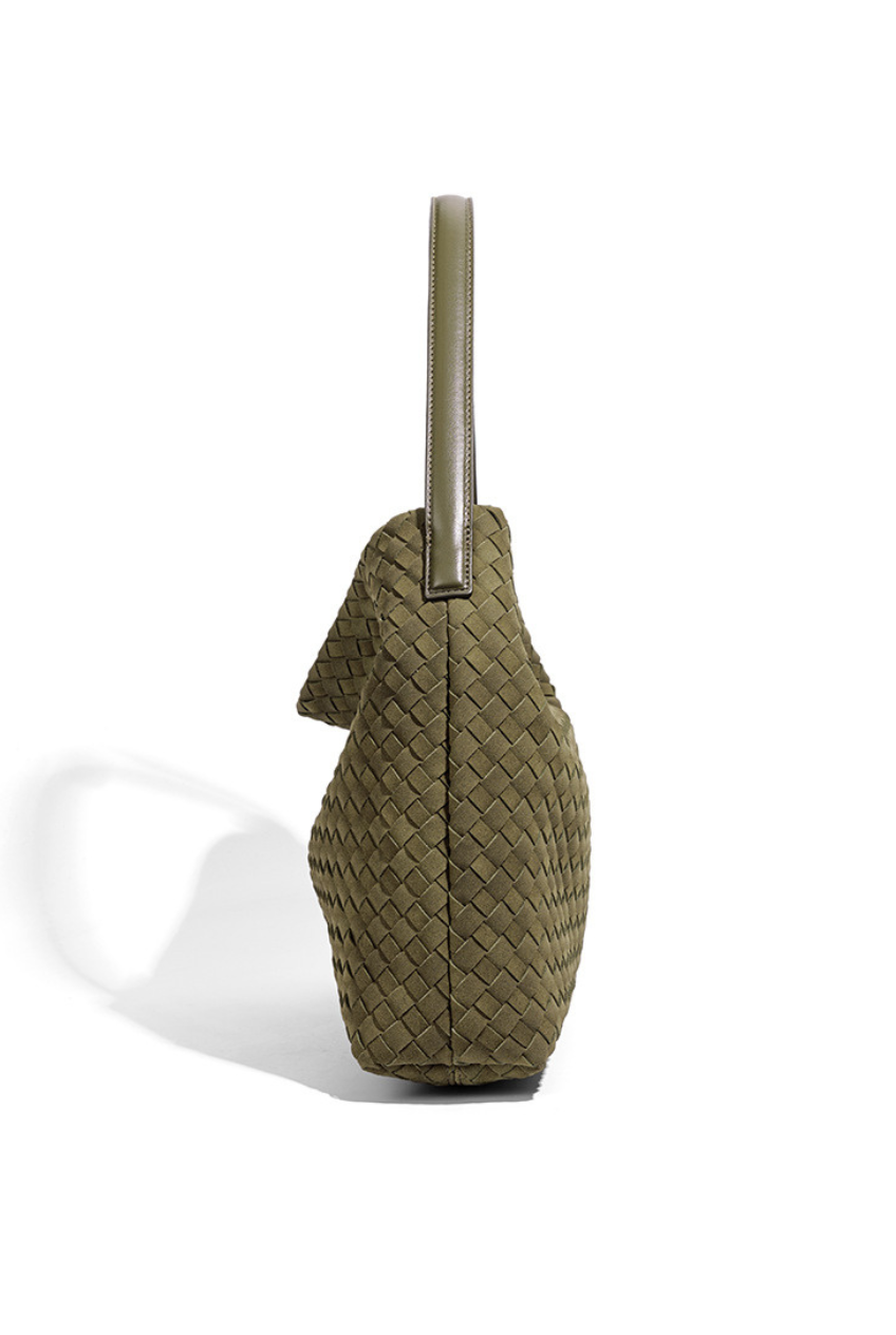 Woven Suede Hobo Crossbody Bag