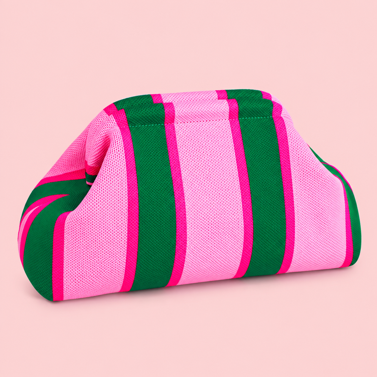 Striped Mesh Knit Clutch Pouch