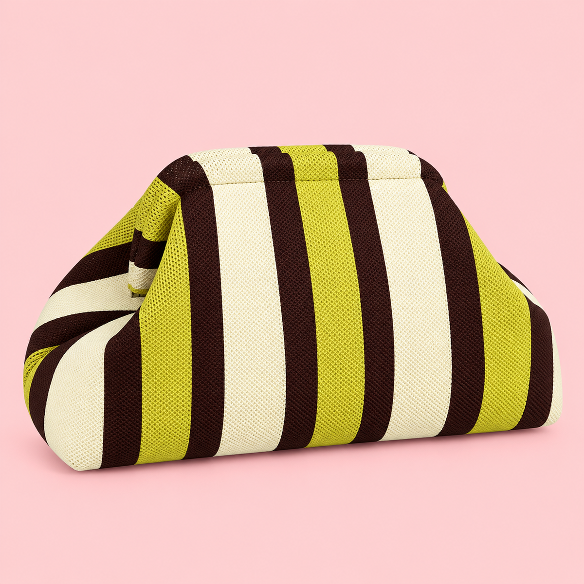 Striped Mesh Knit Clutch Pouch