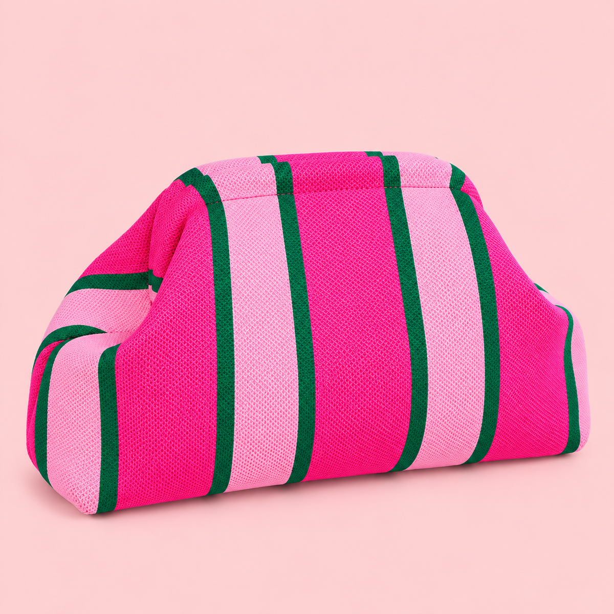 Striped Mesh Knit Clutch Pouch