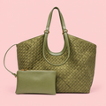 Woven Suede Tote Bag with Pouch