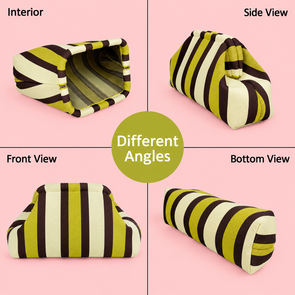 Striped Mesh Knit Clutch Pouch