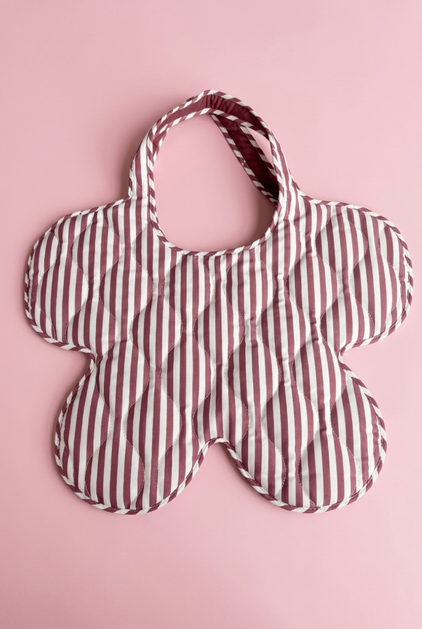 Quilted Flower Tote Bag – Striped Daisy Shoulder Bag