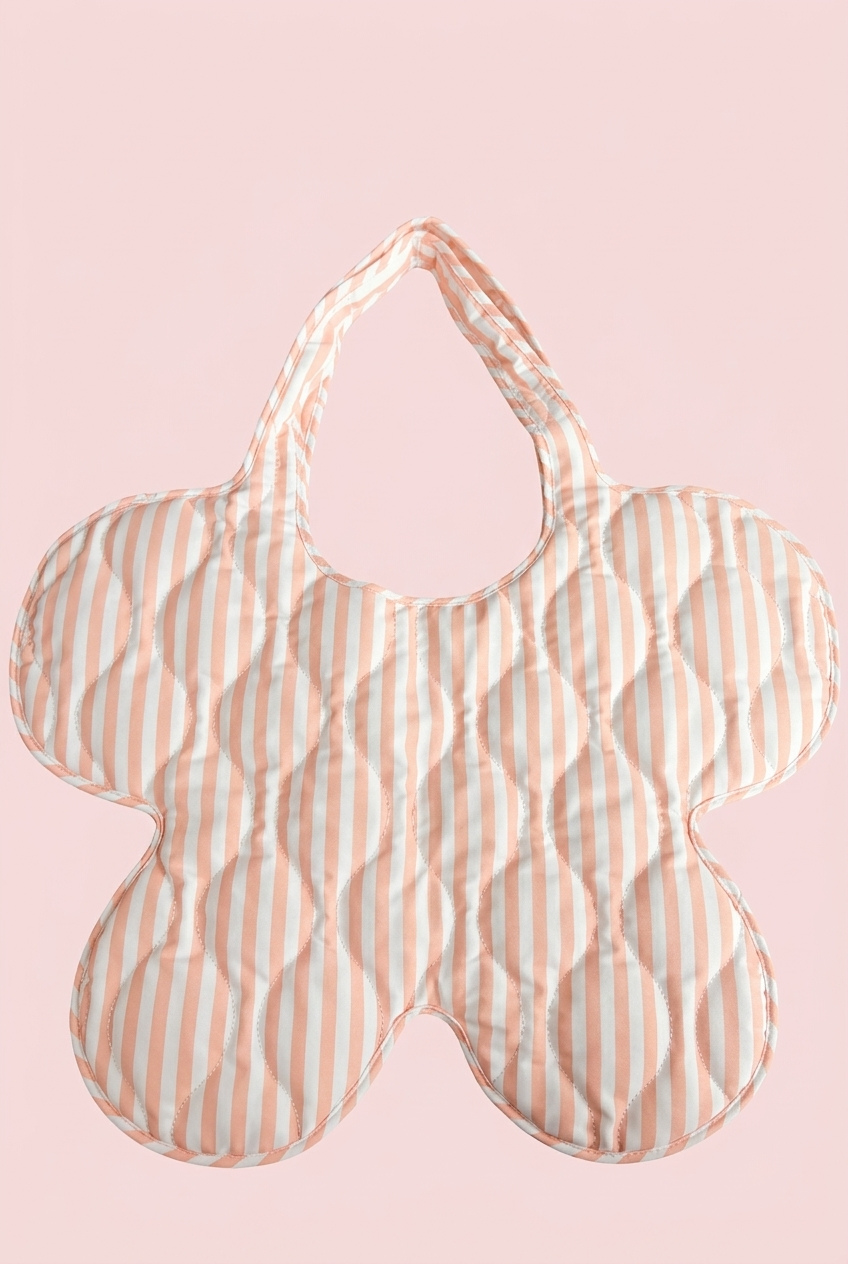 Quilted Flower Tote Bag – Striped Daisy Shoulder Bag