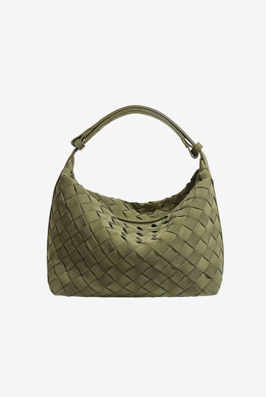 Woven Suede Hobo Bag