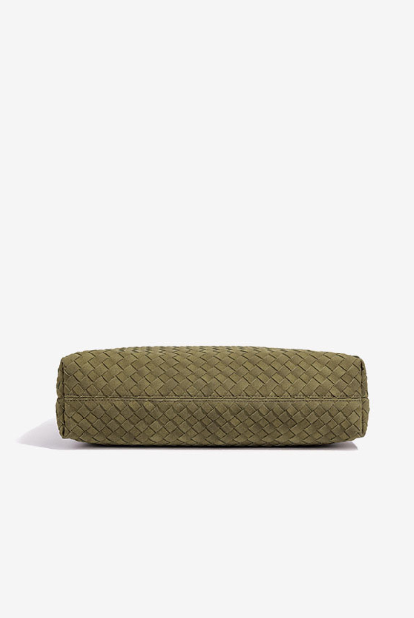 Woven Suede Hobo Crossbody Bag