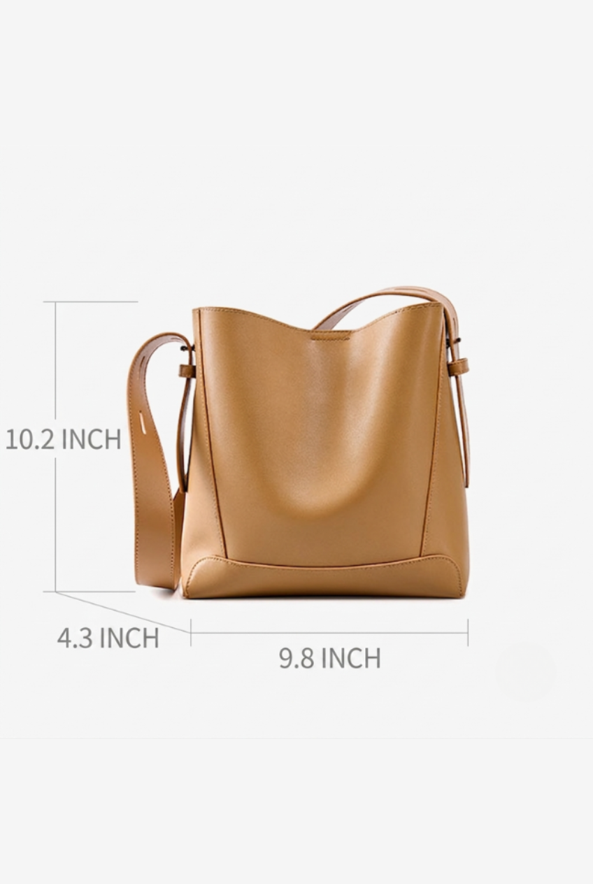 Leather Bucket Bag with Adjustable Strap