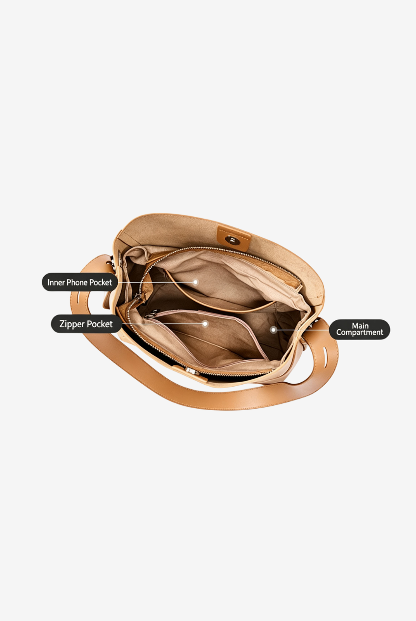 Leather Bucket Bag with Adjustable Strap