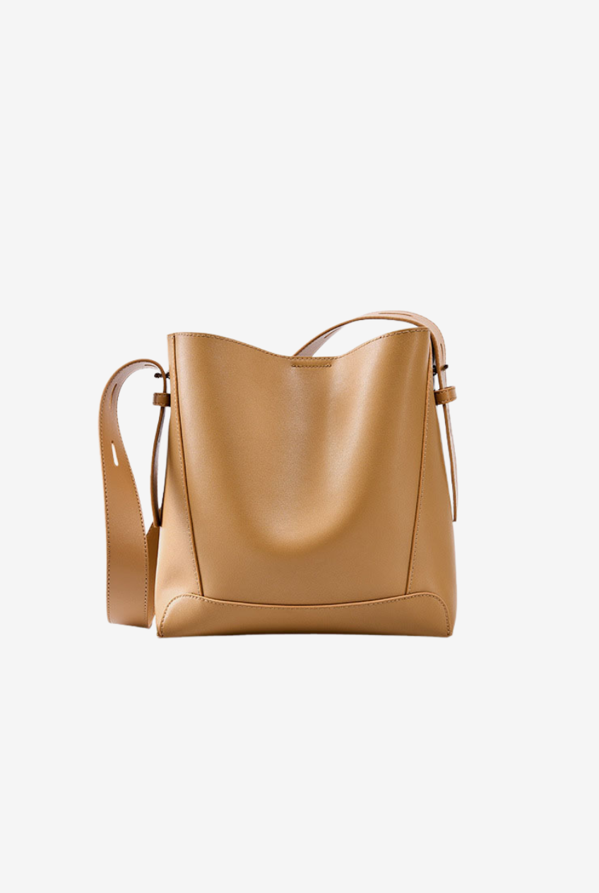 Leather Bucket Bag with Adjustable Strap