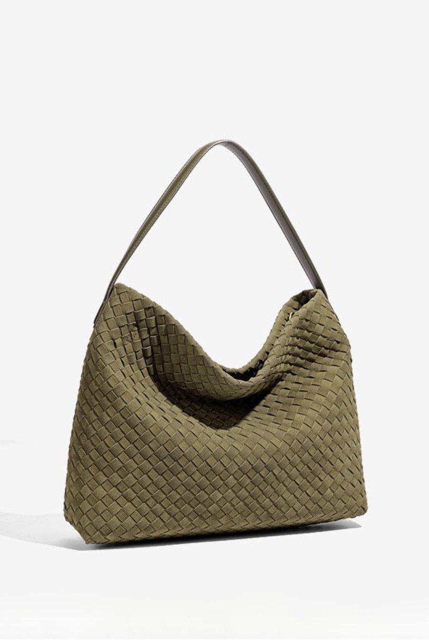 Woven Suede Hobo Crossbody Bag