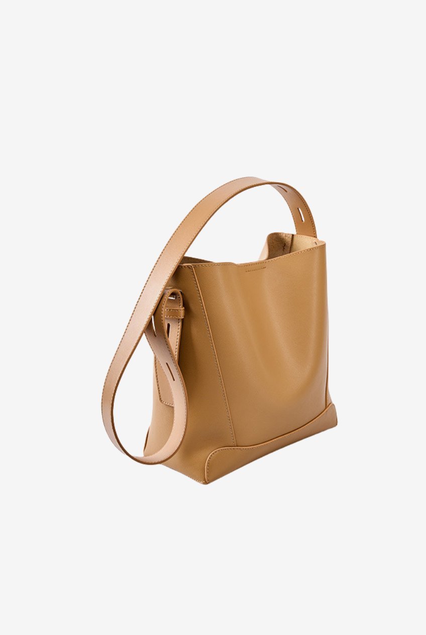 Leather Bucket Bag with Adjustable Strap