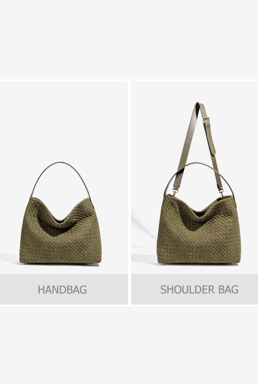 Woven Suede Hobo Crossbody Bag