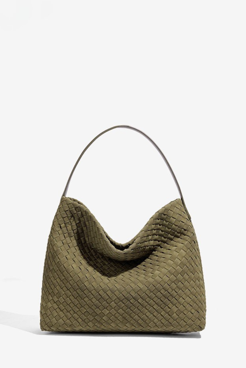 Woven Suede Hobo Crossbody Bag