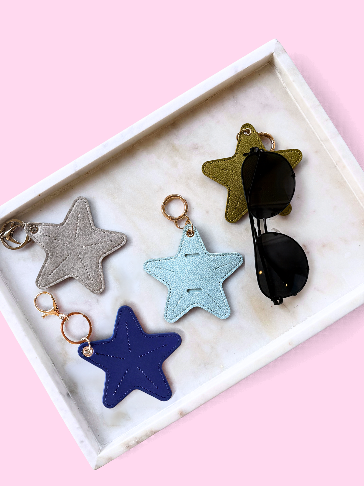 Star Leather Keychain &amp; Sunglasses Holder Bag Charm
