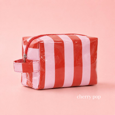 Retro Jelly Stripe Makeup Pouches