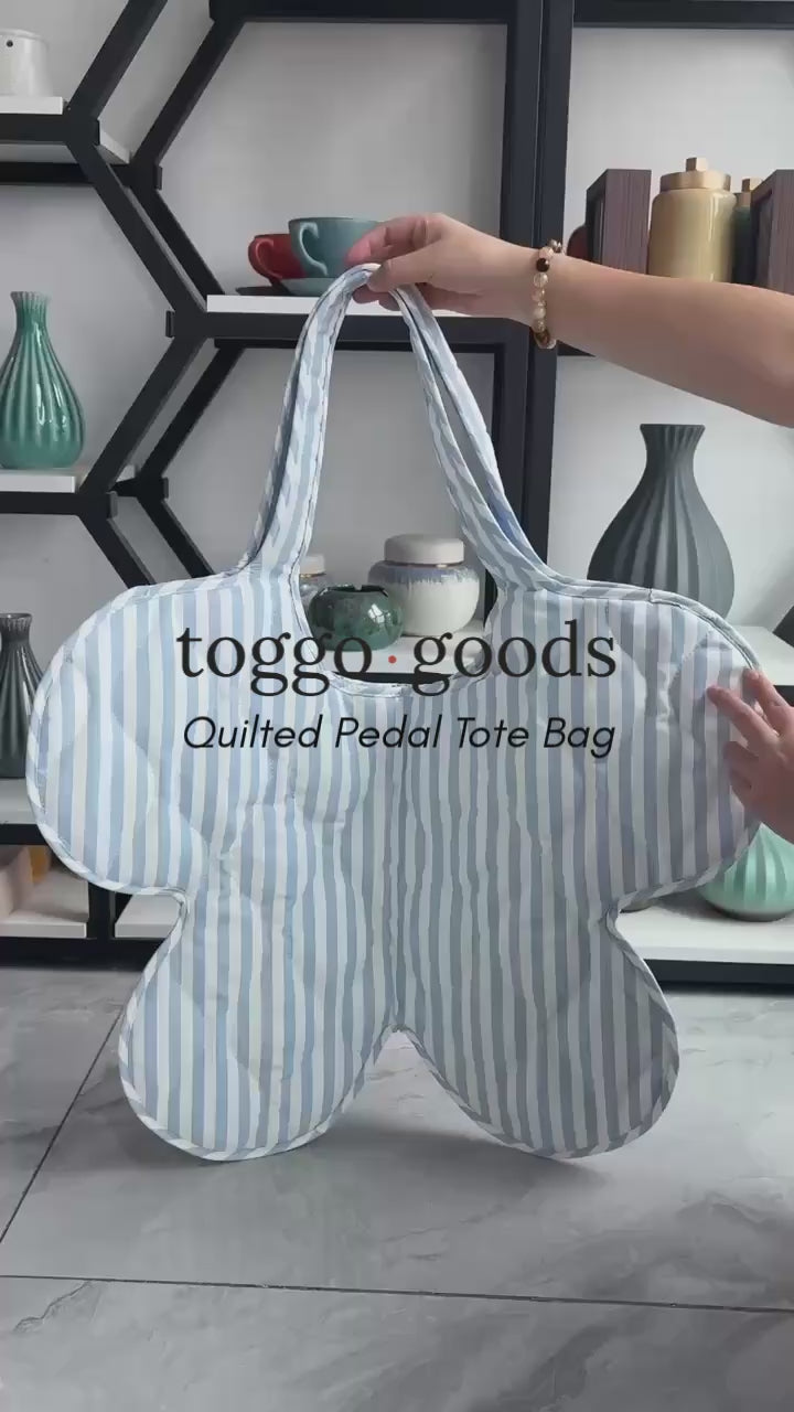 Quilted Flower Tote Bag – Striped Daisy Shoulder Bag