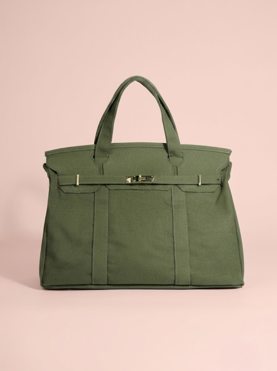 Canvas Weekender Boat Tote in Olive Sage