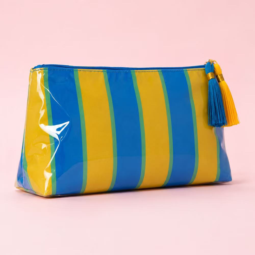 Glossy Jelly Stripe Makeup Pouch in Solar Wave