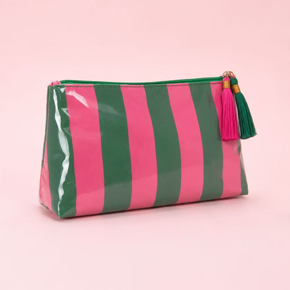 Glossy Jelly Stripe Makeup Pouch in Watermelon Sugar