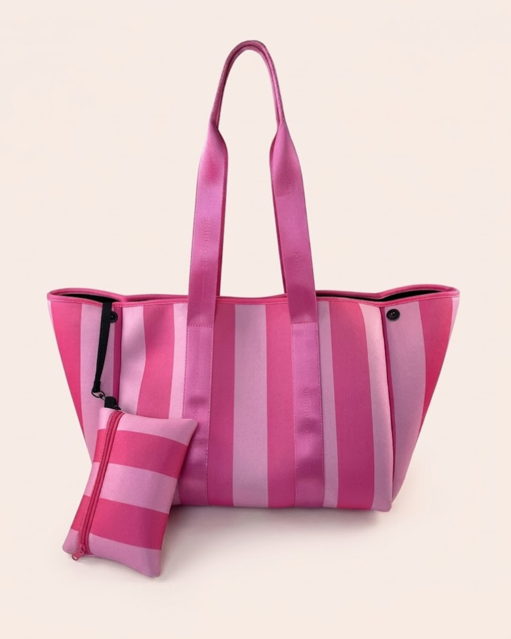 Striped handle detail on The Parallel Tote in Pink