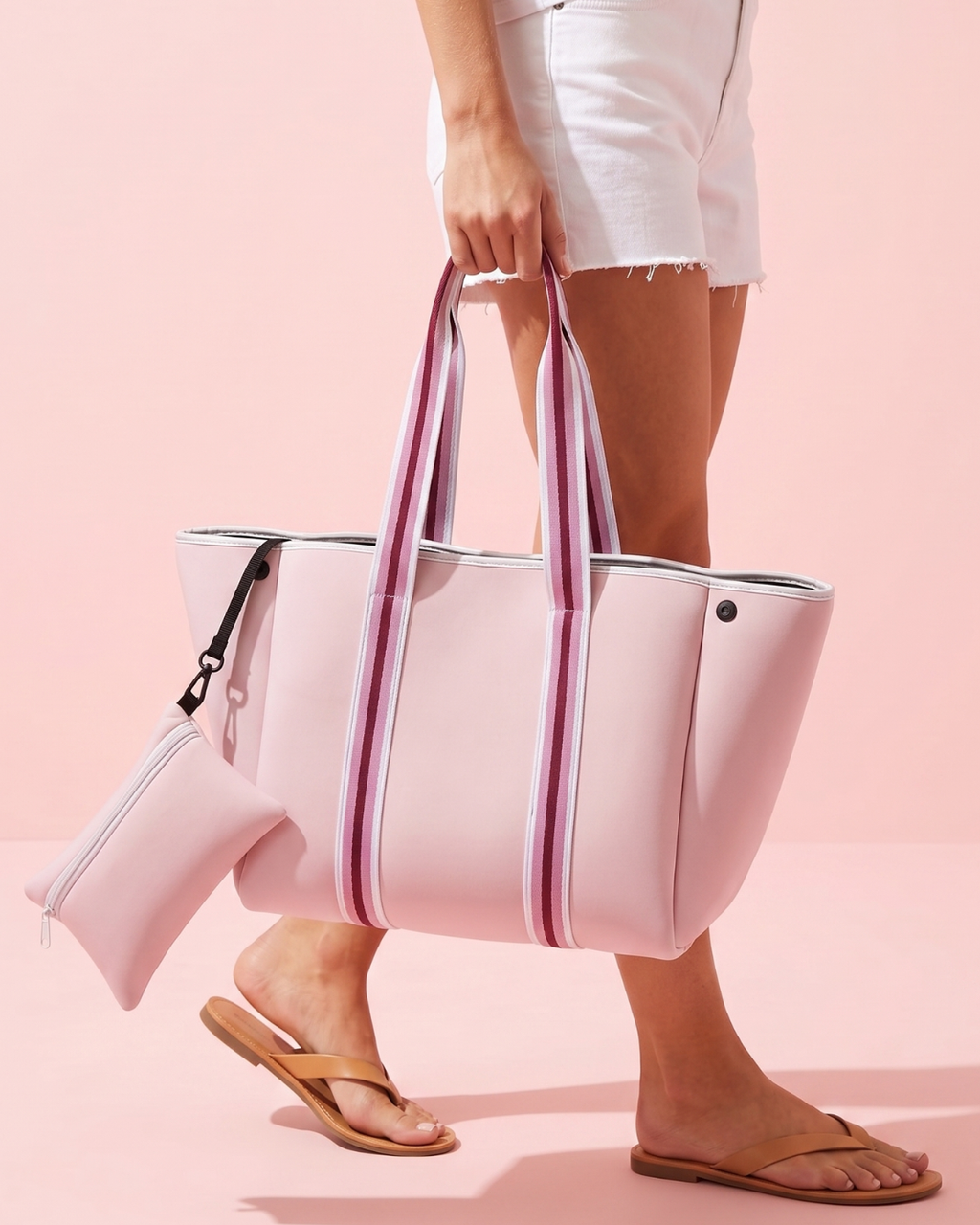 Side profile of The Parallel Tote neoprene bag
