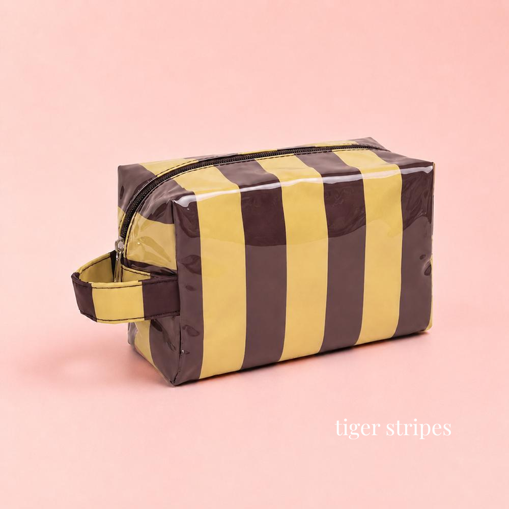 Retro Jelly Stripe Makeup Pouch in Tiger Stripes