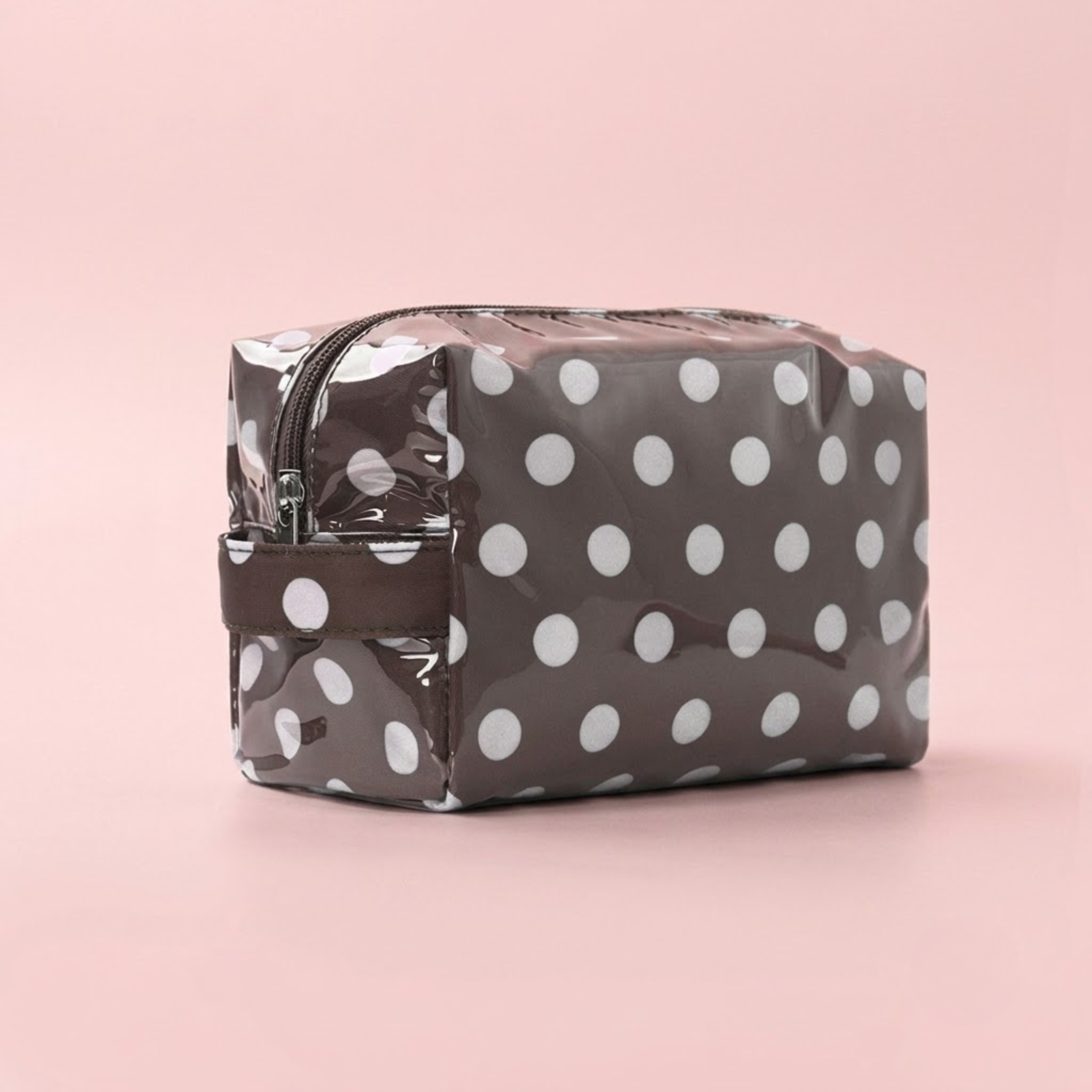 Vibrant Jelly Makeup Pouch in Black and White Polka Dot