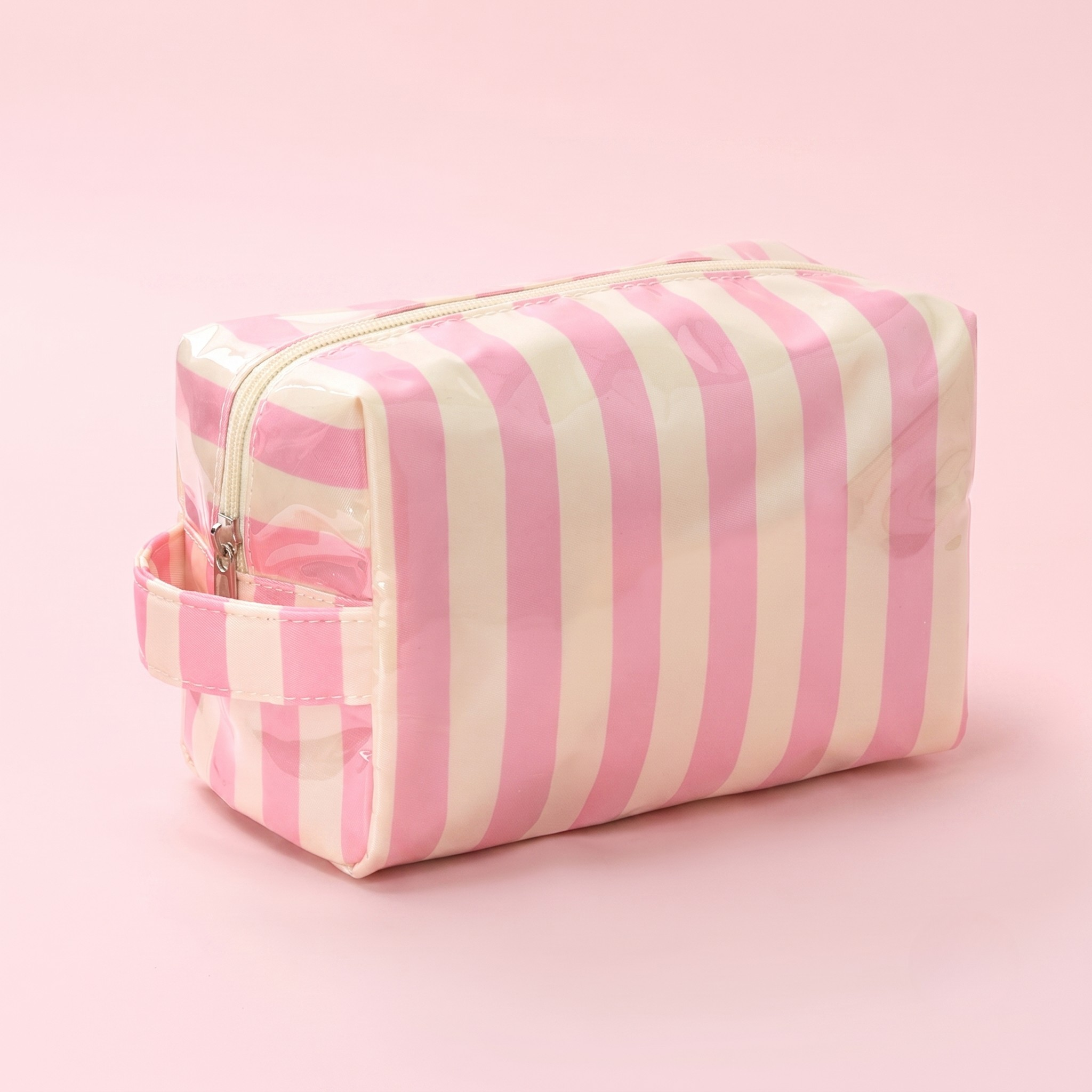 Vibrant Jelly Makeup Pouch in Pink and Cream