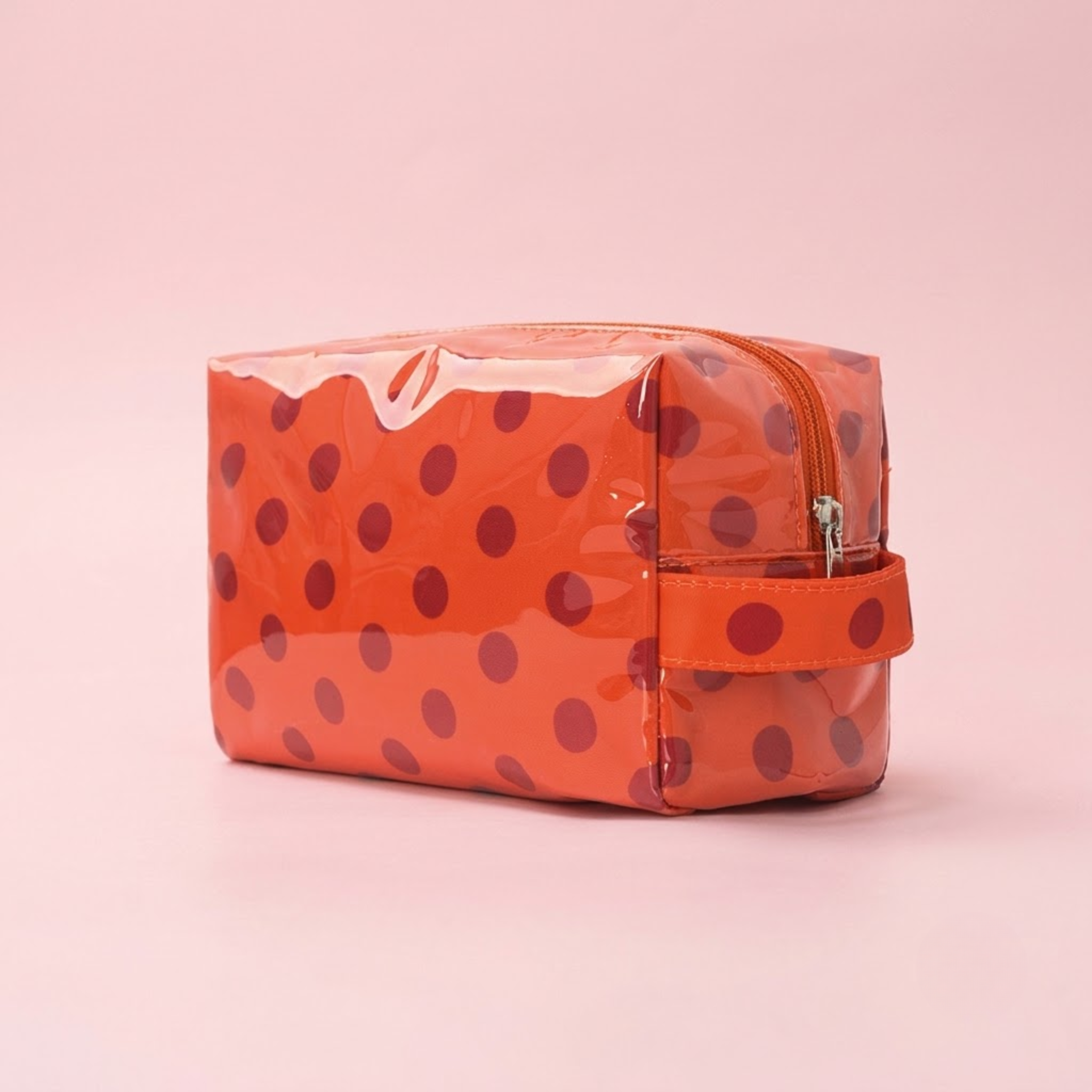 Vibrant Jelly Makeup Pouch in Red Polka Dot
