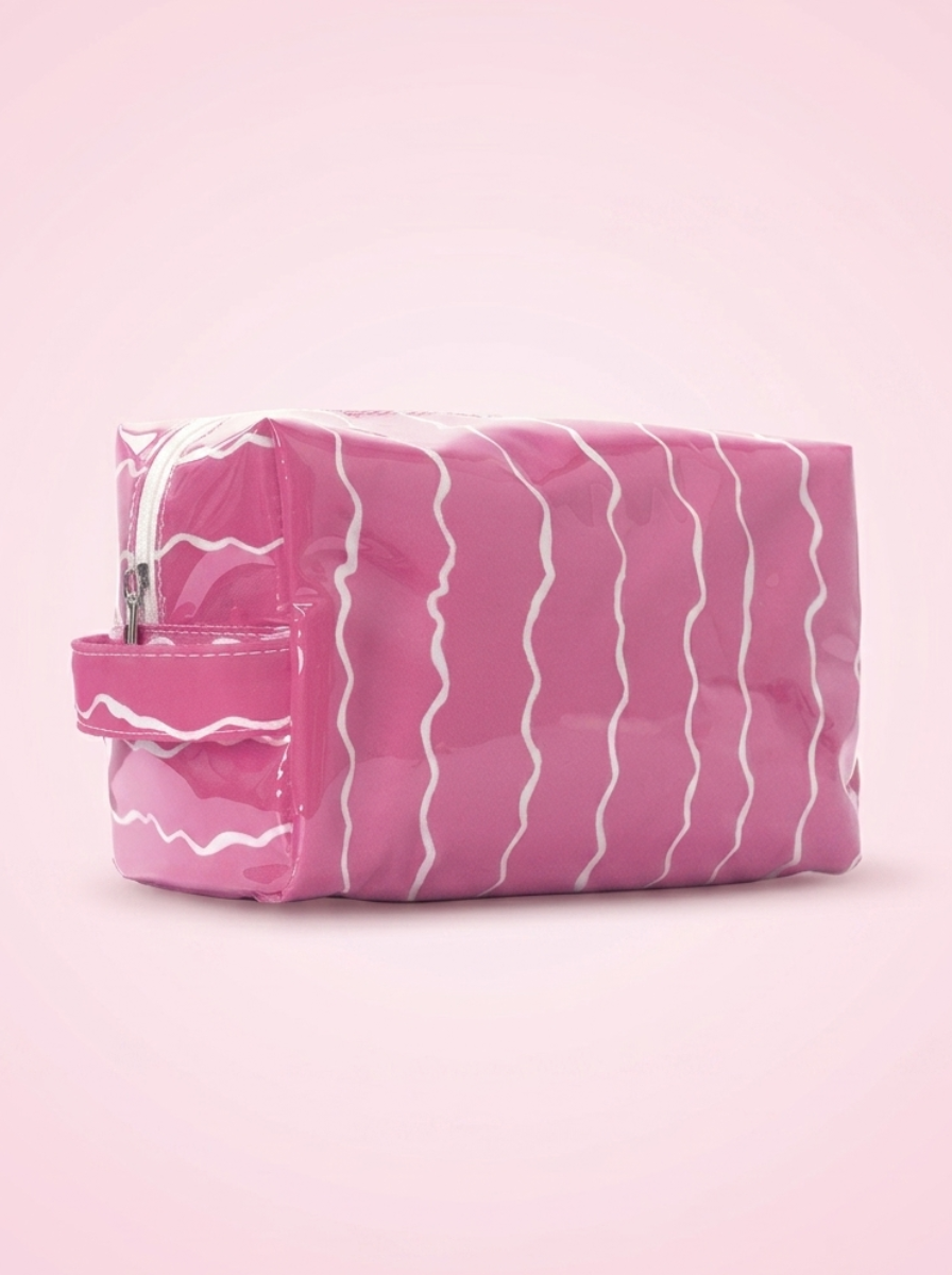 Wavy Jelly Makeup Pouch in Bubblegum Pink
