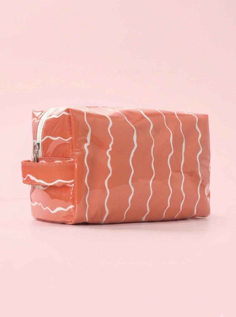 Wavy Jelly Makeup Pouch in Coral Peach