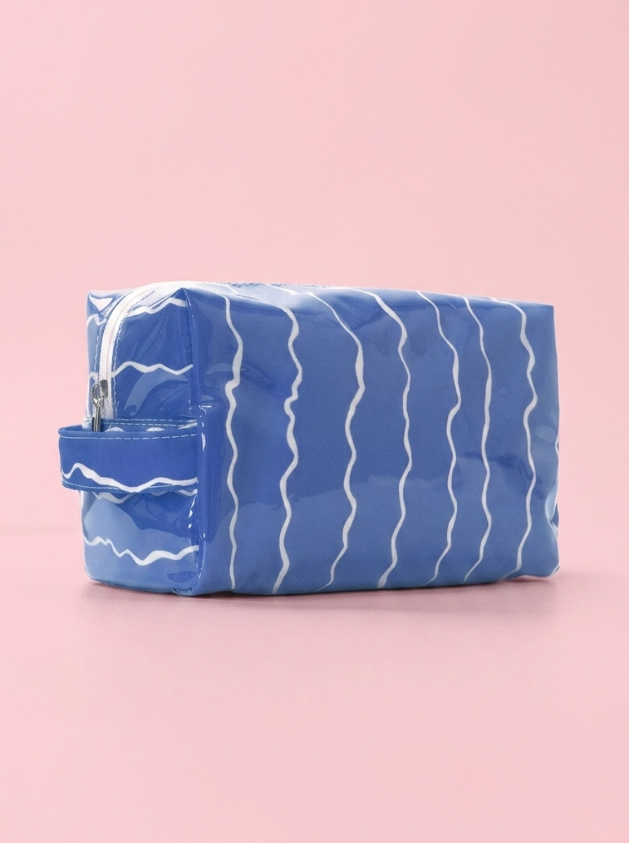 Wavy Jelly Makeup Pouch in Ocean Blue