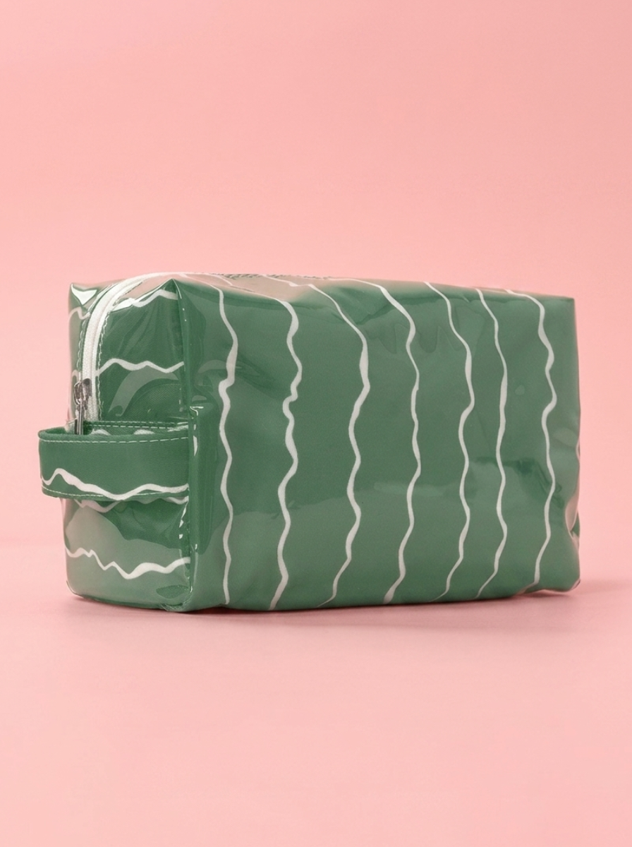 Wavy Jelly Makeup Pouch in Sage Green